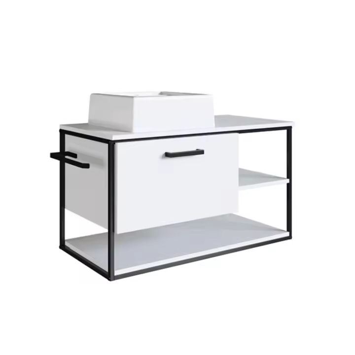 Mueble de baño Elena lavabo + cajón + 2 estantes + toallero 55x80x42 cm - 1