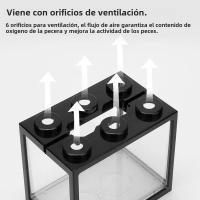 Acuario Mini Para Peces Y Reptiles Con Luz LED Caja Pila De Acuarios Cilíndricos Decoración De Paisaje De Algas Para El Hogar Y La Oficina - details 4