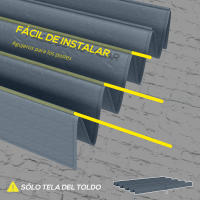 Outsunny Cubierta para Pérgola 3x2,5 m Techo de Repuesto Retráctil para Sombrilla Toldo de Tela para Cenador Jardín con 8 Orificios de Drenaje - details 5