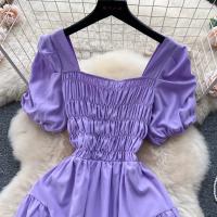 Vestido Elegante Para Mujer Verano 2024 Manga Suelta Vintage Fiesta Moda Coreana Vestidos A-Line Cuello Cuadrado Midi Sin Capucha - details 9