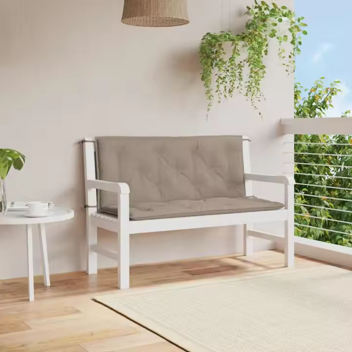 vidaXL Cojín de banco de jardín tela Oxford taupe 120x(50+50)x7 cm - 1
