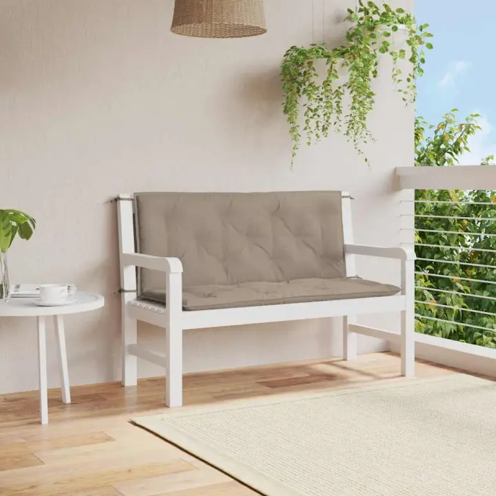 vidaXL Cojín de banco de jardín tela Oxford taupe 120x(50+50)x7 cm - 1