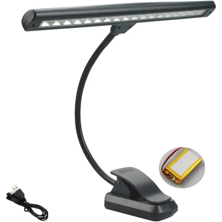 Lámpara de piano recargable con 18 LED y clip, superbrilliant, con 3 temperaturas de color, ideal para Piano De Cola y teclado (negra). - 1