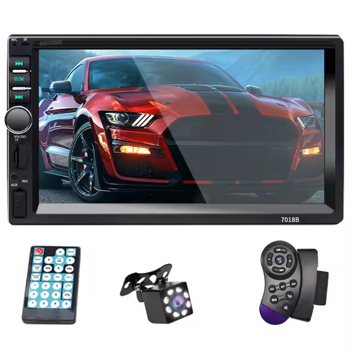 Hippcron Radio De Coche HD 7 Pulgadas Pantalla Táctil Estéreo Bluetooth 12V 2 Din FM ISO Entrada De Alimentación Auxiliar USB SD MP5 Para Automóvil - 1