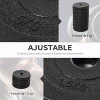 HOMCOM Juego de Mancuernas Ajustables Juego de Pesas y Mancuernas 8x5 kg 4x1,5 kg y 2 Barras Total 50 kg para Ejercicio Entrenamiento en Casa Gimnasio Oficina Negro - details 5