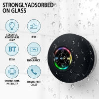Altavoz Bluetooth Portátil Con Luz LED IPX4 Impermeable Para Exteriores Y Baño Con Ventosa Grande Altavoz Estéreo Mini Para Exterior - details 1