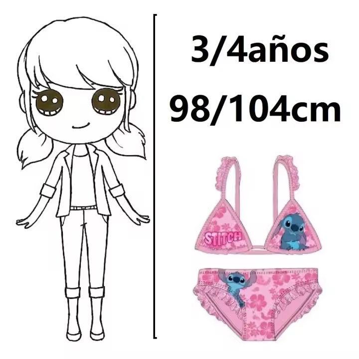 bikini stitch,traje de baño stitch,bikini de niña,ropa de baño,3/4,5/6,7/8 años,cm,fespu - 1