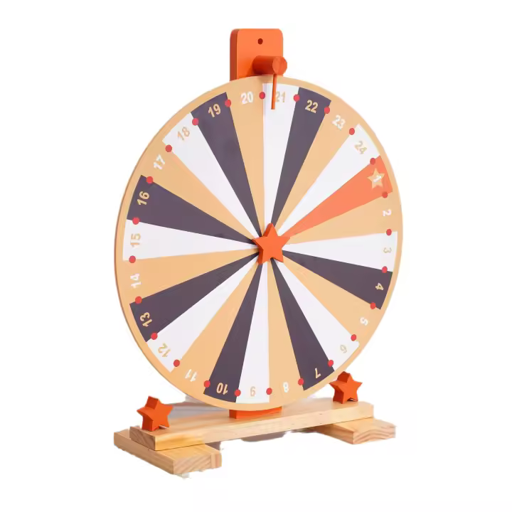 2025 Wooden Spinner Prize Wheel, 24 Slot Prize Spinner,wheel Of Forture, Spinning Wheel With Stand For Fa - 1