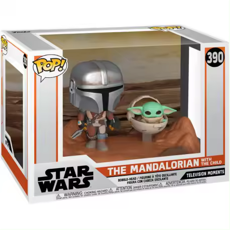 Funko Pop! #390 Mandalorian con Grogu Star Wars Moments 15 cm - 1