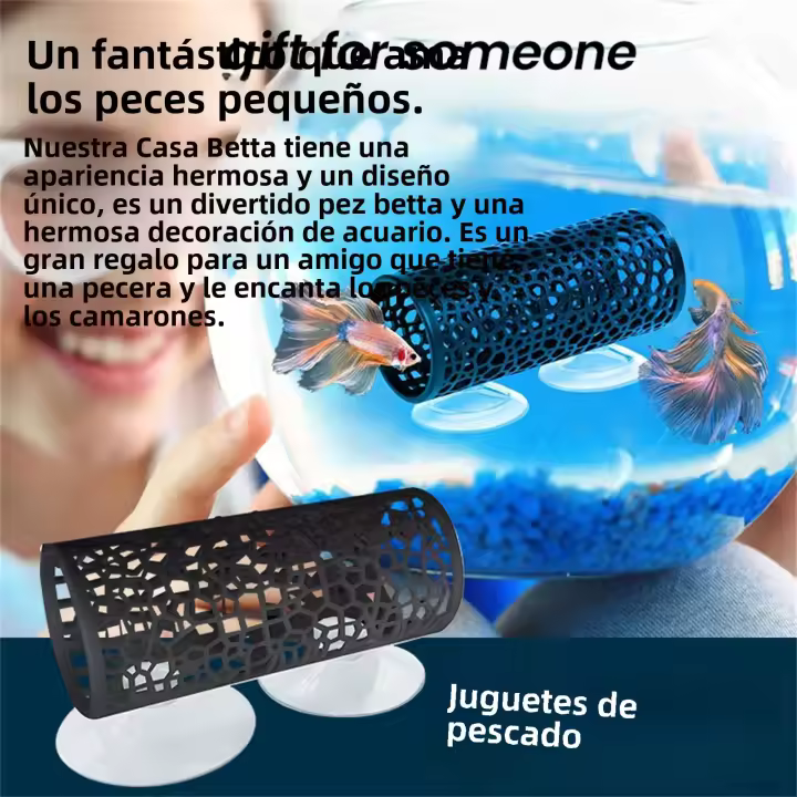 Túnel Para Peces En Acuario Decoración Para Betta Cueva De Escondite Hueca Con Ventosa Para Peces Tipo De Ornamentación Acuática Material Plástico - 1