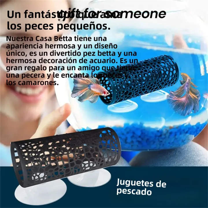 Túnel Para Peces En Acuario Decoración Para Betta Cueva De Escondite Hueca Con Ventosa Para Peces Tipo De Ornamentación Acuática Material Plástico - 1