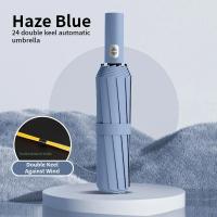 Paraguas Automático Grande 24 Huesos Resistente Al Viento Y UV Plegable En 3 Ribos Doble Para Viajes Para Hombres Y Mujeres Con Protección UVF Regalo - details 26