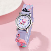 Reloj Infantil De Cuclillas Con Patrón De Flamenco Divertido Resistente Al Agua De Moda Y Casual Con Marcadores Arábigos Y Correa De Goma - details 2