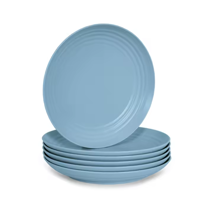 Plastic Forte - Juego de 6 Platos Classic Llanos 20 cm Reutilizables. Ideal Fiestas. Azul - 1