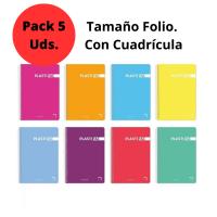 AKARURE - Pack 5 Cuadernos Tamaño Folio Con Cuadricula - Libretas de 80 Hojas - Papel Extra de 90 G - Con Margen - Tapa Extradura de Polipropileno - Colores Surtidos Aleatoriamente - details 0