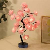 Lámpara De Noche Floral LED 24 Luces Para Decoración De Bodas Y Fiestas En Casa Lámpara De Mesa Con Luz De Árbol De Rosas USB Y Batería Incluida Para Dormitorio - details 2
