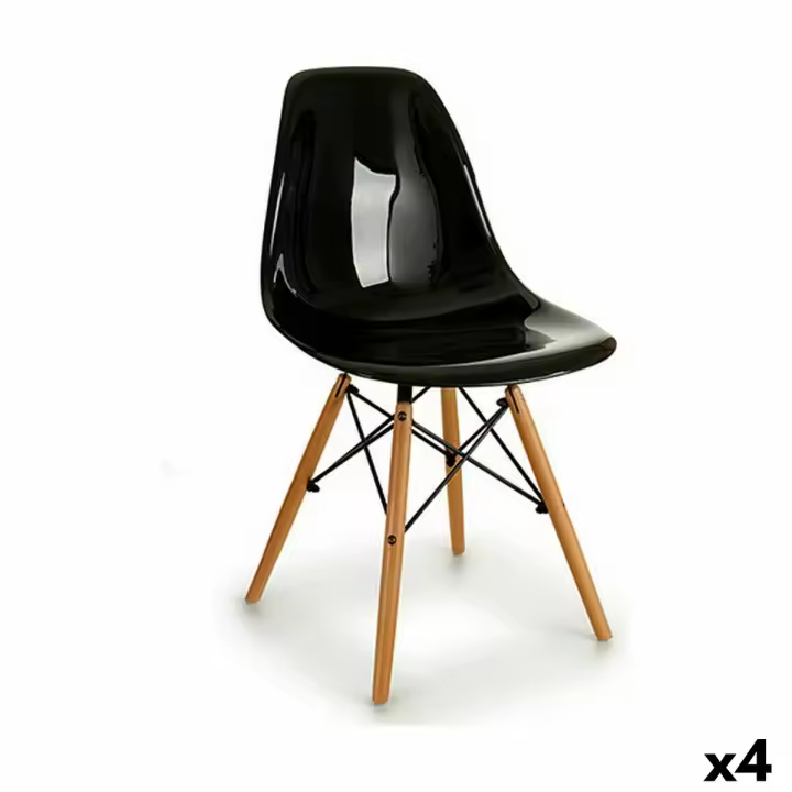 Silla de Comedor Kirk Negro 53 x 82 x 47 cm (4 Unidades) - 1