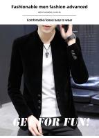 Camisa De Cuello Yuan Slim Fit En Veludo Estilo Coreano Moda Casual Para Hombres Abrigo Boutique Canario Nueva Version - details 1