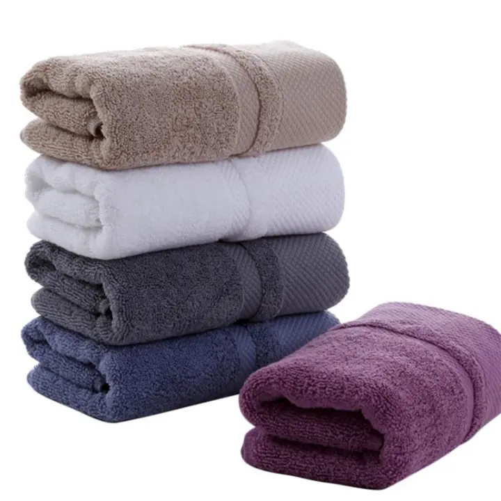 Toalla De Baño De Algodón Suave Y Absorbente Para Adultos Toalla De Lavado Facial Y Mano Toalla De Ducha De Color Sólido Toalla De Baño Rectangular De Cuidado De Tela Máquina Lavable Toalla De Secado Rápido - 1
