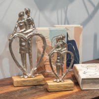CAPRILO REGALOS & DECORACIÓN Figura Decorativa de Madera y Metal "Pareja Corazón". Adornos y Esculturas. Decoración Hogar. Regalos Originales. 10 x 5 x 22 cm. - details 3