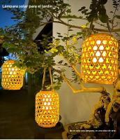 Lámpara Solar De Bambú Imitación 1PC Luz De Jardín Impermeable De Plástico Rattan Para Decoración De Courtyard Luz Solar Moderna - details 0