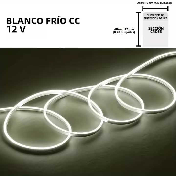 Tira De Luces LED Neón Flexible De Silicona 5M 600 LEDs 12V Impermeable Para Decoración De Jardín Y Hogar Tubo De Cinta Luminosa - 1