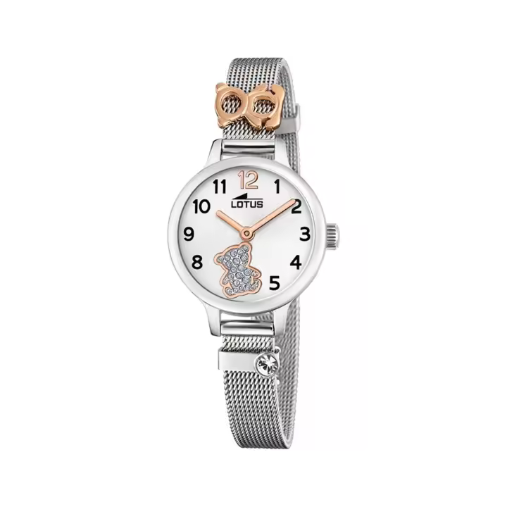Lotus JUNIOR COLLECTION 18659/4 Reloj de niña - Acero con malla y osito - Comunión con pulsera de regalo - 1
