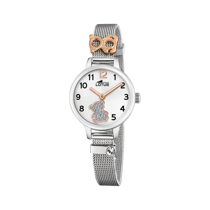 Lotus JUNIOR COLLECTION 18659/4 Reloj de niña - Acero con malla y osito - Comunión con pulsera de regalo - 1