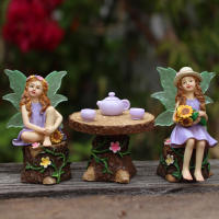 Juego De Decoración De Jardín Tema De Té De Verano Paisaje Simulación De Fae De Flores Escultura De Resina Para Jardín Al Aire Libre - details 9