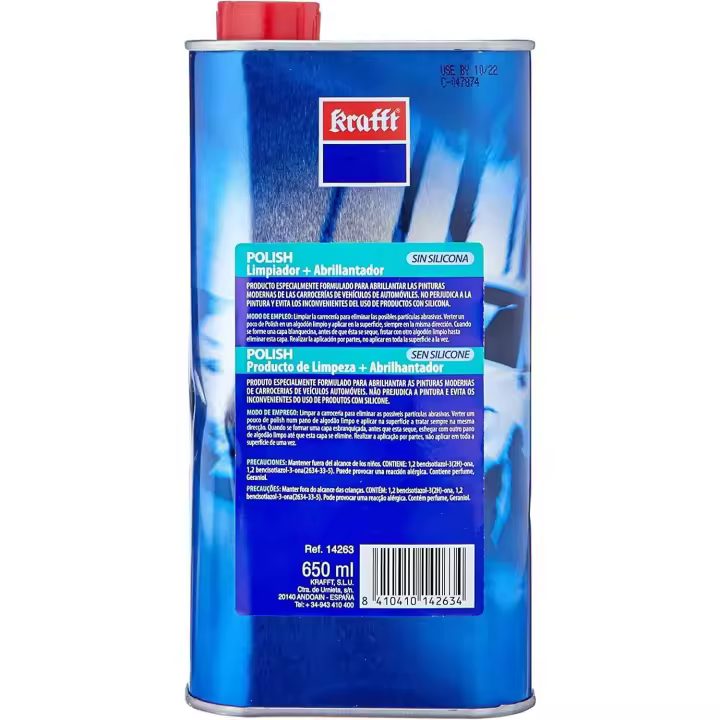 Krafft Cera Coche Brillo, Abrillantador de Coche sin Silicona Brillo y Protección Carrocería 650ml - 1