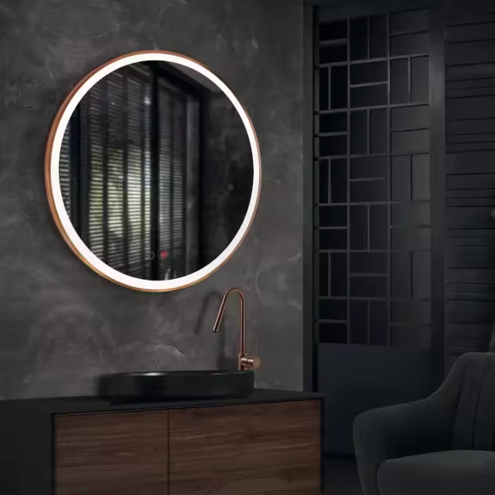 LEDIMEX PARIS PARI020/80OR Espejo redondo con luz led oro rosa Ø80 - 1