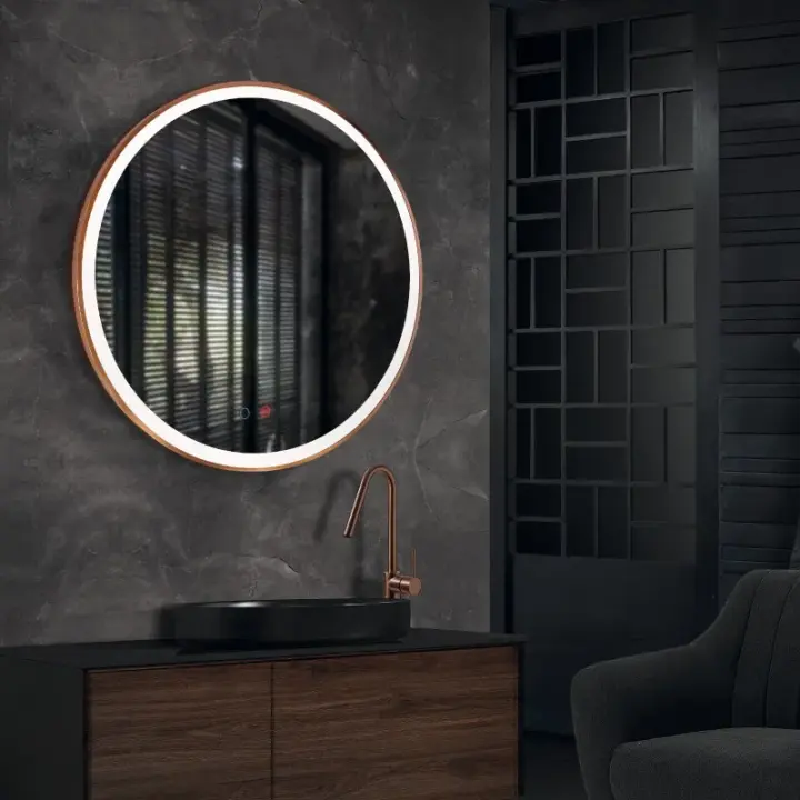 LEDIMEX PARIS PARI020/80OR Espejo redondo con luz led oro rosa Ø80 - 1