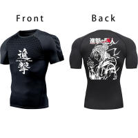 Camiseta De Compresión Secado Rápido Para Hombre Attack on Titan Fitness Gorrito Gótico Camiseta Deportiva Manga Corta Manga Larga Manga Media Para Verano Manga Corta Manga Larga Manga Media - details 19
