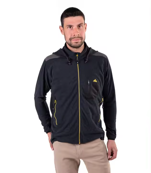 Forro Polar de Alpinismo Transpirable con Capucha Grizzly Hombre - L , Negro / Dorado - 1