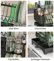 2-Tier Rustproof Dish Drying Rack with Drainboard & Utensil Holder - Durable Plastic & Metal Kitchen Counter Organizer for Dishes, Cups, and Utensils - Space-Saving Design for Modern Kitchens, Dish Drying Rack for Kitchen Counter - details 1