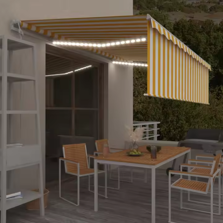 vidaXL Toldo automático persiana, LED y sensor de viento amarillo 5x3m - 1