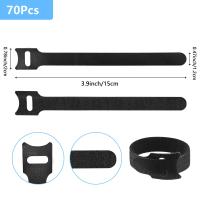 70 unids cable reutilizable 15cm de largo, negro ajustable gancho y bucle Alambres ordenado Correas para la gestión del cable, Organizador - details 0