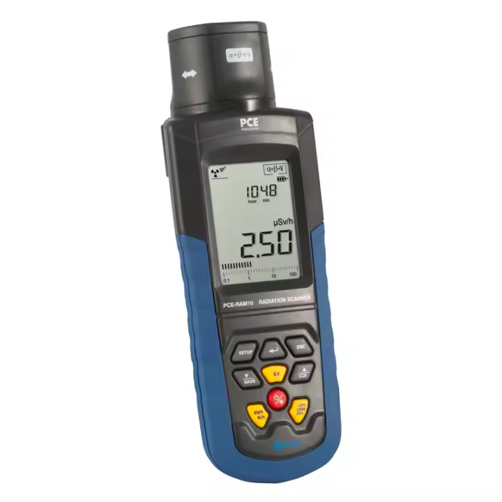 PCE Instruments Medidor de radioactividad para detectar radiación alfa, beta, gamma y rayos X / Alta precisión / Memoria interna / Gran pantalla LCD / Transferencia de datos al PC / Interfaz Bluethooth PCE-RAM 10 - 1