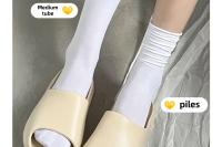 Medias Largas De Verano Para Mujer ANHUHU Seda De Hielo Delgadas Y Transpirables Estilo Casual Negro Y Blanco - details 7