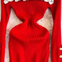 Vestido Largo De Punto Con Volantes YuooMuoo Estilo Francés Romántico Elegante Y Ajustado Para Mujer Con Manga Mariposa Mid-Calf Para Fiesta - details 12