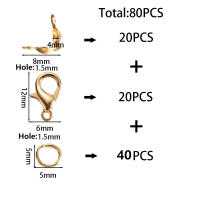 Kit De 80 Piezas De Hebilla De Langosta De Aleación De Latón Hipoalergénica Para Pulseras Y Collares DIY De Joyería Conector De Anillo Saltarín - details 0