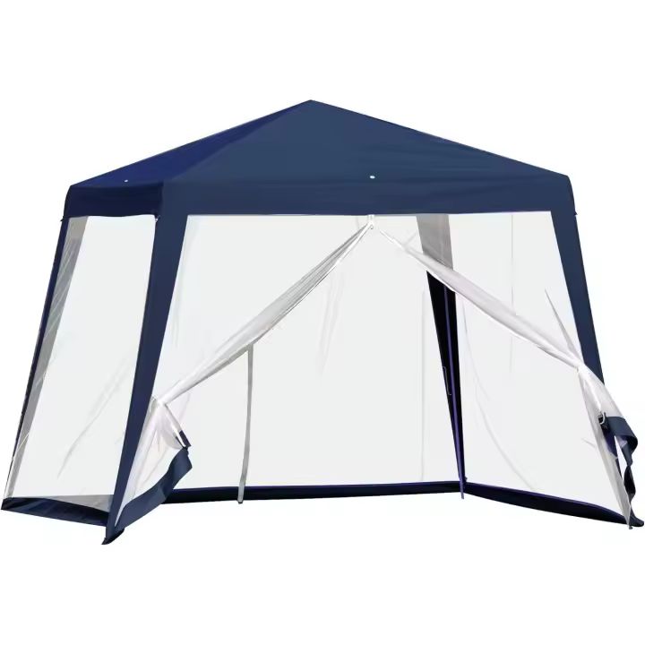 Carpa de Jardín 3x3 m Cenador con 4 Partes Laterales Mosquitera con Cremallera Protección UV Impermeable para Patio Exterior Eventos Fiesta Azul - 1