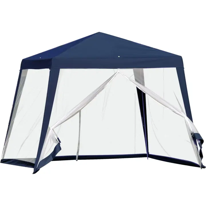 Carpa de Jardín 3x3 m Cenador con 4 Partes Laterales Mosquitera con Cremallera Protección UV Impermeable para Patio Exterior Eventos Fiesta Azul - 1