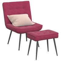 vidaXL Sillón de relax con reposapiés terciopelo en color Gris claro/Rojo vino tinto/Amarillo y más - details 1