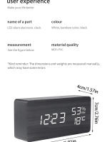 Reloj De Alarma Digital LED De Madera Reloj De Escritorio Silencioso Con Función De Activación Por Voz Pantalla Luminosa Para El Hogar - details 2