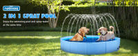 Nobleza Piscina Perros Grandes y Pequeños Bañeras con Aspersor, 2 en 1 Plegable y Portátil PVC Piscina para Perro, Antideslizante Bañera para Perros para Verano, 120 * 30cm - details 0