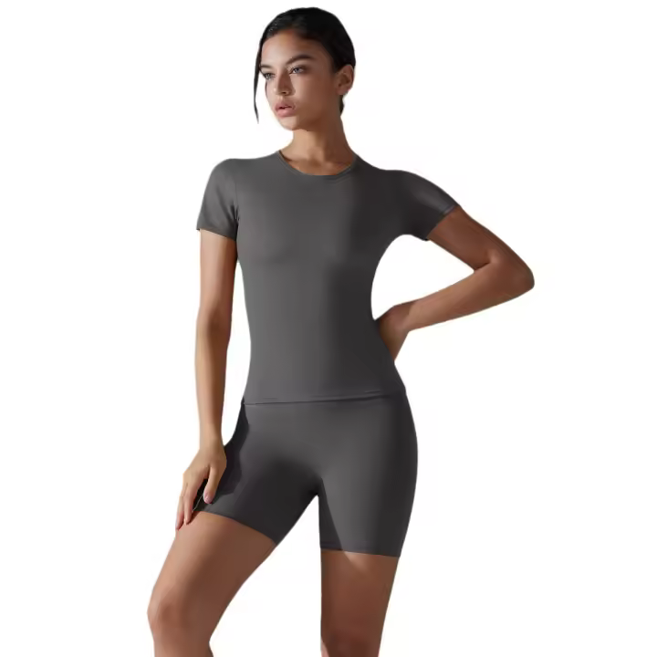 Top deportivo de manga para mujer, ropa de fiestas, corto y Fitness, camisetas de entrenamiento para gimnasio, Top de Yoga Sexy - 1