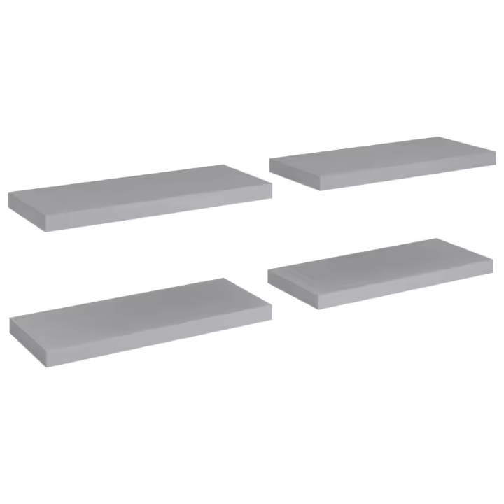 vidaXL Estante flotante de pared 4 uds MDF 60x23,5x3,8 cm Blanco brillante, negro brillante, gris brillante Mueble Almacenaje Estantería para Oficina, Estudio, Dormitorio Estantería/Librería/ mueble de Almacenamiento - 1