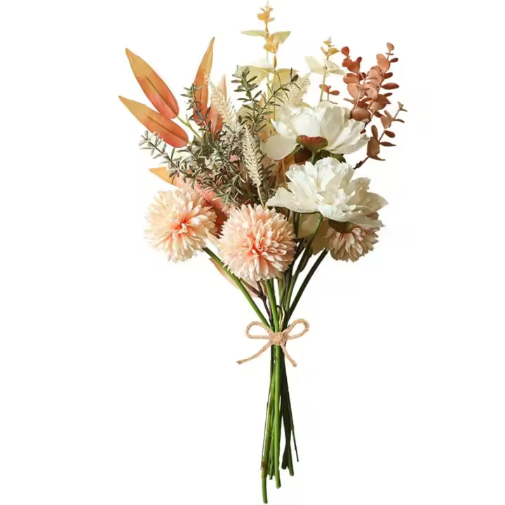 Flores Artificiales Flor Falsa Seda Ramo Hortensias Artificiales Plantas Flores y Seda Decoración para Boda Arnormas Florales Pieza Central (Champán) - 1