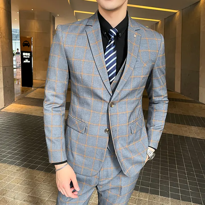 Traje De 3 Piezas Para Hombre Estilo Inglesa Elegante Trousers Chaleco Y Chaqueta Talla M-5XL Moda Formal De Invierno - 1